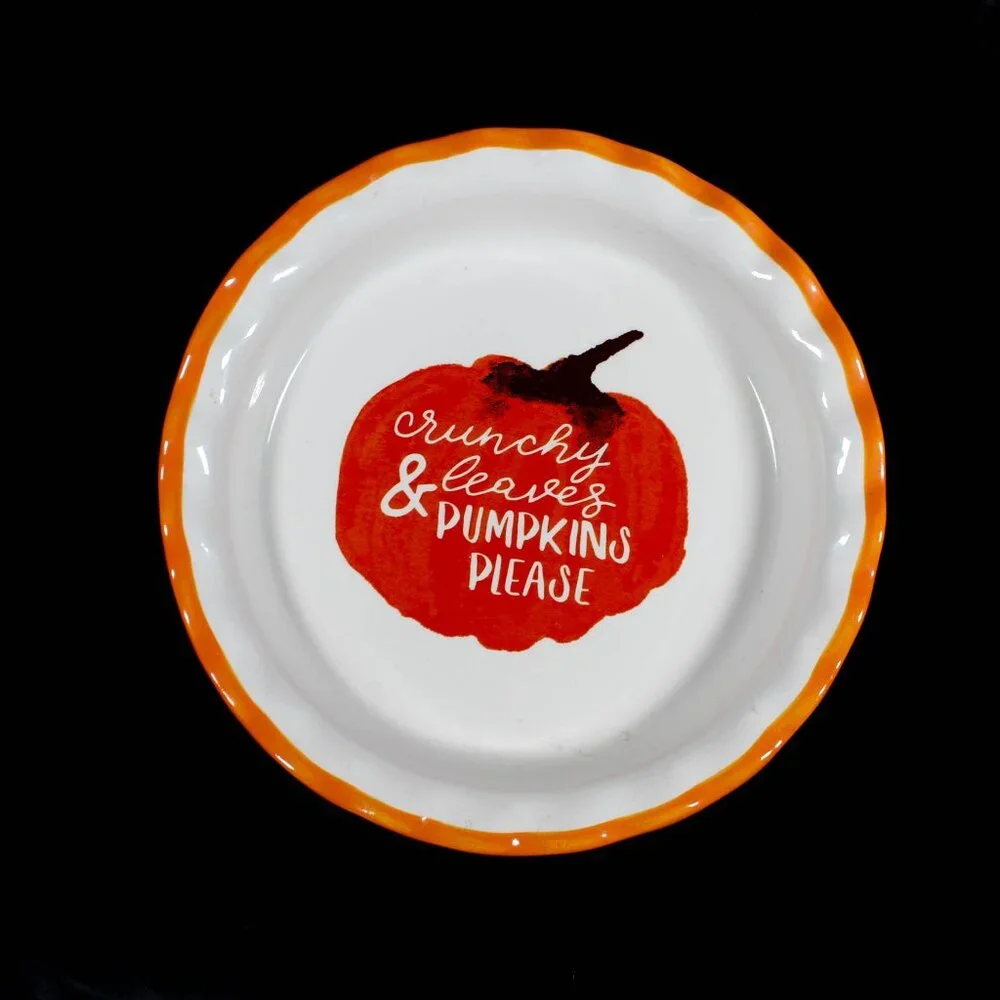 Autumn Fall Pumpkin Thanksgiving Ceramic Pie Dish Halloween Whimsigoth Aesthetic
